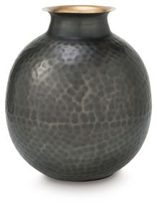 Ashley Furniture A2000844 Woody - Vase - 12" - Pewter / Gold Finish
