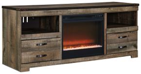 Ashley Furniture W446W5 Ashley Furniture W446W5 Trinell - 2 Pc. - 63" TV Stand With Fireplace Insert Glass/Stone - Brown