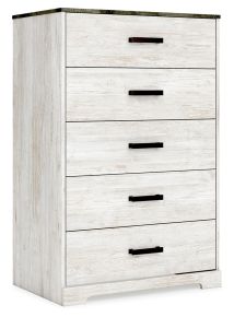 Signature Design by Ashley® EB4121-245 Shawburn - Five Drawer Chest - Vinyl-Wrapped - White / Black / Gray