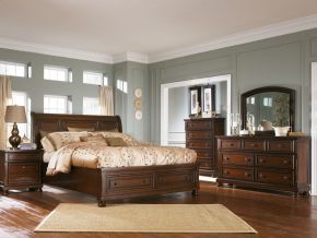 Millennium® by Ashley B697/31/36/46/78/76/95/92(2) Porter - Rustic Brown - 8 Pc. - Dresser, Mirror, Chest, California King Sleigh Bed With 2 Storage Drawers, 2 Nightstands