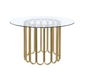ACME 72690 Pacheco - Dining Table - Clear Glass Top & Gold Finish