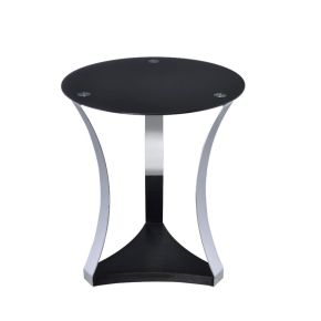 ACME 81917 Geiger - End Table - Black Glass & Chrome