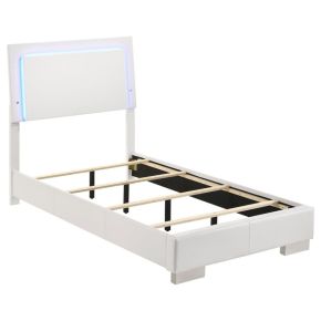CoasterEssence 203500T Felicity - Wood Twin LED Panel Bed - White High Gloss
