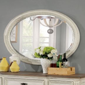 Furniture of America CM3150WH-MO Arcadia - Oval Mirror - Antique White
