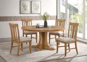 Coaster Fine Furniture 109460-S5 Hartville - 5 Piece Round Dining Table Set - Natural Light Brown