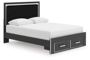 Signature Design by Ashley® PCB3380B4 Zuraleus - Queen Upholstered Panel Platform Storage Bed - Black