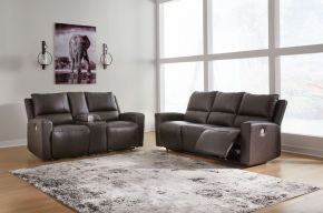 Ashley Furniture U13100/87/96 Boxmere - 2 Pc. - Power Reclining Sofa, Power Reclining Loveseat With Console - Storm