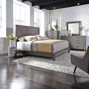 Liberty Furniture 406-BR-CPLDMC Modern Farmhouse - 4 Piece Bedroom Set (California King Platform Bed, Dresser & Mirror, Chest) - Gray
