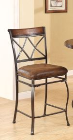 ACME 96059 Tavio - Counter Height Chair (Set of 2) - Fabric & Black With Gold Brush - 41"