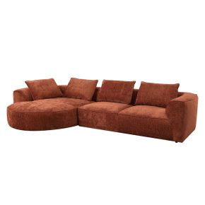 ACME LV03240 Aceso - Sectional Sofa With 4 Pillows - Rust Brown Chenille