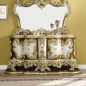 ACME BD20005 Desiderius - Dresser - Antique Gold & Hand Painted Brown