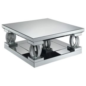 CoasterElevations 722518 Amalia - Square Mirrored Acrylic Crystal Coffee Table - Silver