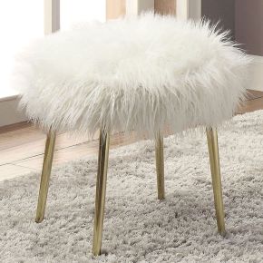 Furniture of America CM-AC6546-OT Caoimhe - Ottoman - White / Gold