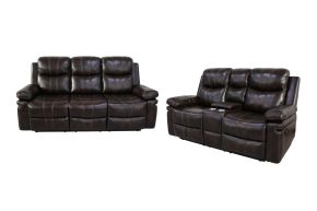 New Classic 22-6023-2PM Kellen - P1 2 Piece Sofa & Loveseat Power Footrest - Brown