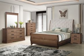 New Classic 00-B1828-15C Coventry Hall - 6/6 King 5 Piece Bedroom Set (Bed, Dresser, Mirror, Chest, Nightstand) - Brown