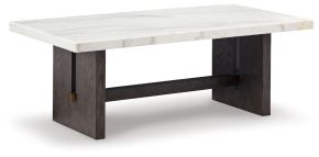 Ashley Furniture T779-1 Burkhaus - Rectangular Cocktail Table - White / Dark Brown