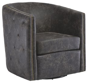 Signature Design by Ashley® A3000202 Brentlow - Distressed Black - Swivel Chair
