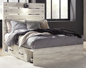 Signature Design by Ashley® B192/87/84/150/B100-12 Cambeck - Whitewash - Full Panel Bed With Side Storage Drawers
