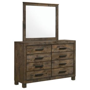 CoasterEveryday 222633M Woodmont - 8-Drawer Dresser With Mirror - Rustic Golden Brown