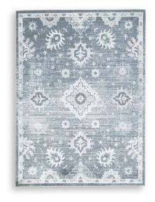 Signature Design by Ashley® R407792 Avanworths - 5' x 7' Washable Rug - Blue / Gray / Ivory