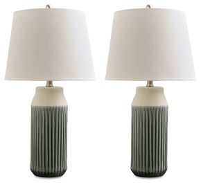 Ashley Furniture L177984 Afener - Ceramic Table Lamp (Set of 2) - Blue / Beige