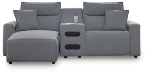 Ashley Furniture 65906S18 Ashley Furniture 65906S18 Modmax II - 3-Piece Power Reclining Sectional With LAF Press Back Power Chaise And Audio Console - Salt And Pepper