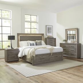 Liberty Furniture 272-BR-KSBDMCN Horizons - 5 Piece Bedroom Set (King Storage Bed, Dresser & Mirror, Chest, Nightstand) - Gray