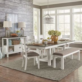 Liberty Furniture 182-CD-O6TRS Brook Bay - 6 Piece Trestle Table Set - White