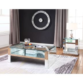 ACME 81470 Nysa - Coffee Table - Mirrored & Faux Crystals - 19"