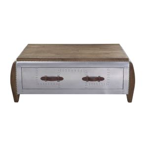 ACME 82855 Brancaster - Coffee Table - Antique Oak & Aluminum
