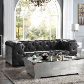 ACME LV02285 Brancaster - Sofa - Black Top Grain Leather & Aluminum