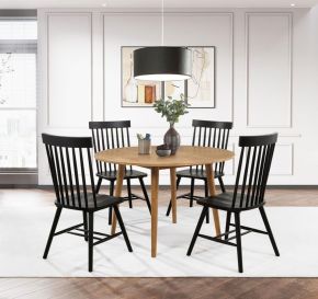 Coaster Fine Furniture 122500-S5B Andrews - 5 Piece Round Dining Table Set - Light Ash And Black