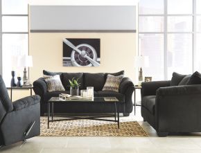 Signature Design by Ashley® 75008/38/35/25 Darcy - Black - 3 Pc. - Sofa, Loveseat, Rocker Recliner