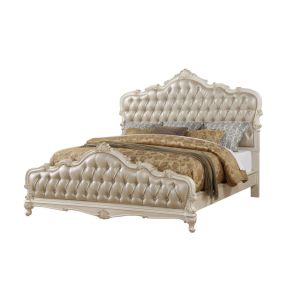 ACME 23540Q ACME 23540Q Chantelle - Queen Bed - Rose Gold Synthetic Leather & Pearl White