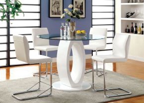 Furniture of America CM3825WH-RPT-TABLE Lodia - Round Counter Height Table - White