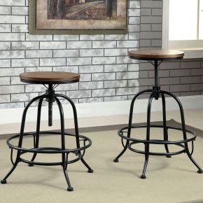 Furniture of America CM3803PC-2PK Silvia - Counter Height Stool (Set of 2) - Black / Medium Oak