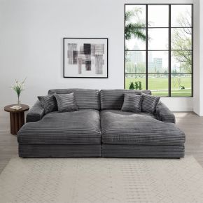 ACME LV03690 Hilde - Double Chaise With 2 Pillows - Dark Gray