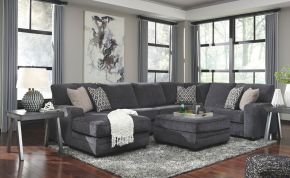 Benchcraft® 72600/16/34/67/08 Tracling - 4 Pc. - Left Arm Facing Corner Chaise 3 Pc Sectional, Ottoman - Slate