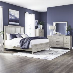 Liberty Furniture 694-BR-KPBDMC New Haven - 4 Piece Bedroom Set (King Panel Bed, Dresser & Mirror, Chest) - White