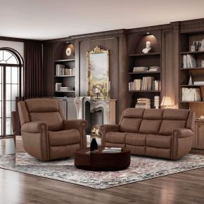 Liberty Furniture 7029VB-UPH-SOREC Carlton - Sofa & Recliner - Vintage Brown