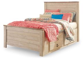 Ashley Furniture B267B22 Ashley Furniture B267B22 Willowton - Full Panel Bed With 2 Storage Drawers - Whitewash