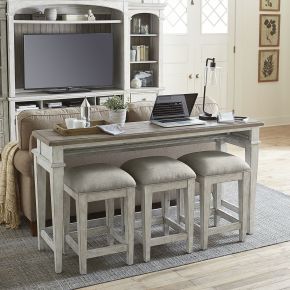 Liberty Furniture 824-OT-4PCS Heartland - 4 Piece Dining Room Set - Antique White / Tobacco Tops