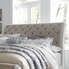 Liberty Furniture 244-BR21HU Magnolia Manor - Queen Upholstered Sleigh Headboard - Antique White