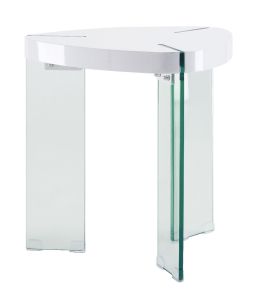 ACME 84922 Noland - End Table - White High Gloss & Clear Glass