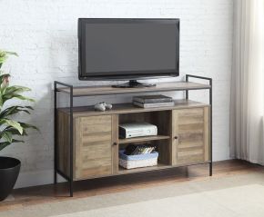 ACME LV00743 Baina - TV Stand - Rustic Oak & Black Finish