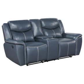 Coaster Fine Furniture 610272 Sloane - Upholstered Padded Arm Reclining Loveseat - Blue