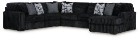 Signature Design by Ashley® 98103S3 Midnight-Madness - 4-Piece Sectional With Raf Corner Chaise - Onyx