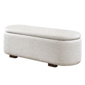 ACME AC02652 Sandro - Bench With Storage - Beige Boucle & Walnut