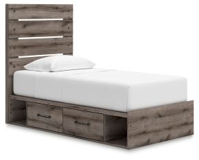 Ashley Furniture PCB2405B19 Graystorm - Twin Panel Bed With Storage - Brown Gray