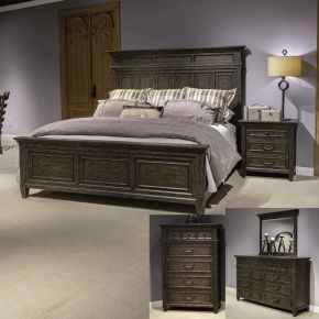 Liberty Furniture 297-BR-KPBDMCN Paradise Valley - 5 Piece Bedroom Set (King Panel Bed, Dresser & Mirror, Chest, Nightstand) - Dark Brown